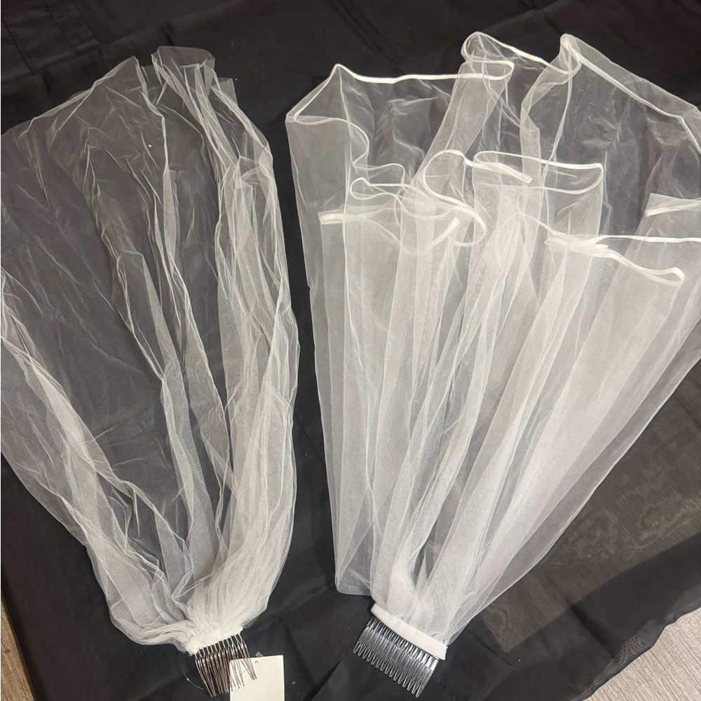 White Bridal Veil with Comb - Elegant Sheer Tulle